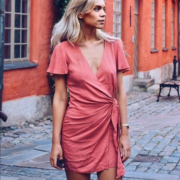 lulus vashty rusty rose wrap dress - Picture 1 of 2